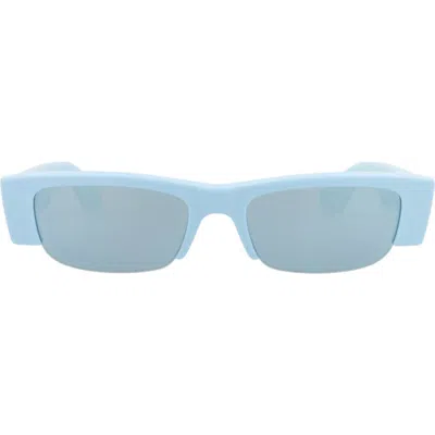 Alexander Mcqueen Mcqueen 54mm Half Rim Rectangular Sunglasses In Blue