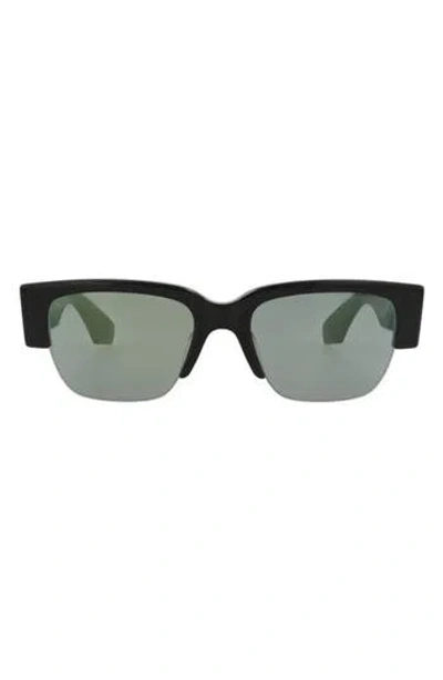 Alexander Mcqueen Mcqueen 54mm Half Rim Rectangular Sunglasses In Black