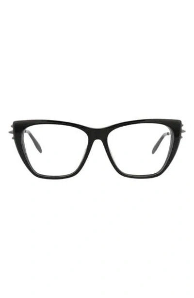 Alexander Mcqueen Mcqueen 55mm Cat Eye Optical Glasses In Black