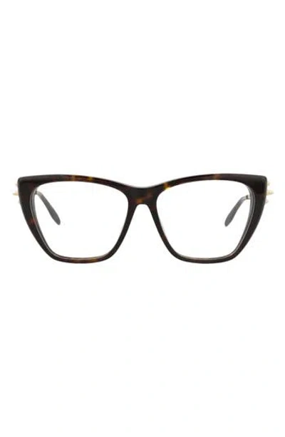 Alexander Mcqueen Mcqueen 55mm Cat Eye Optical Glasses In Neutral