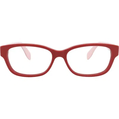 Alexander Mcqueen Mcqueen 56mm Rectangular Optical Glasses In Red
