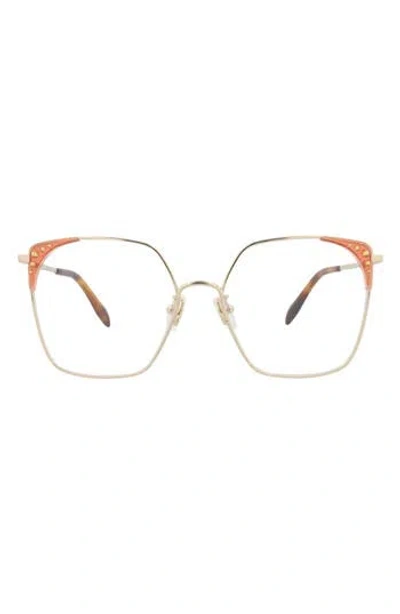 Alexander Mcqueen Mcqueen 56mm Square Optical Glasses In Gold