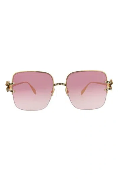 Alexander Mcqueen Mcqueen 57mm Gradient Square Sunglasses In Gold