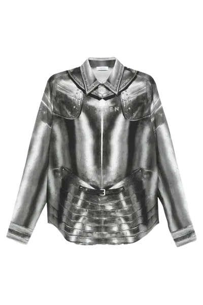 ALEXANDER MCQUEEN MCQUEEN ARMOR PRINT SHIRT STEEL