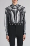 Alexander Mcqueen Mcqueen Armor Print Shirt Steel In Gray
