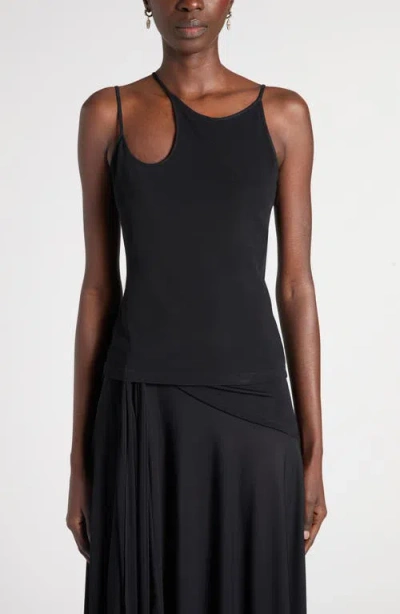 Alexander Mcqueen Mcqueen Asymmetric Jersey Camisole In Black