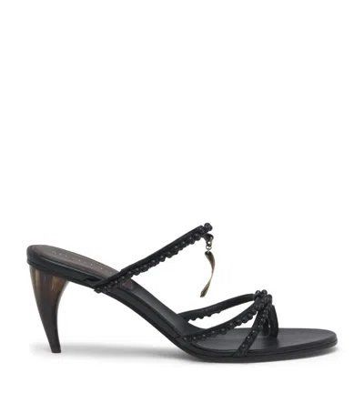 Alexander Mcqueen Mcqueen Beaded Rosa Heeled Sandals 70 In Black