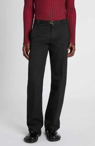 Alexander Mcqueen Belt Detail Cotton Blend Pants In Black