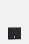 Alexander Mcqueen Calfskin Skull Bifold Card Holder In Black