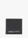 Alexander Mcqueen Bifold Wallet In Smooth Calf Leather With Logo Print In Black