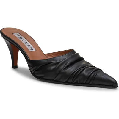 Alexander Mcqueen Ruched Mules In Black