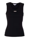 Alexander Mcqueen Ribbed Sleeveless Top With Fitted Silhouette In Black