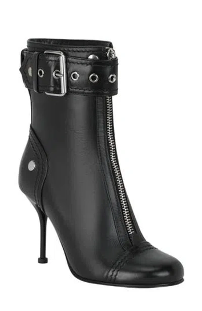 Alexander Mcqueen Mcqueen Buckle Ankle Bootie In Black
