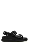 Alexander Mcqueen Black Slide Sandals With Embossed Logo In Leather Man