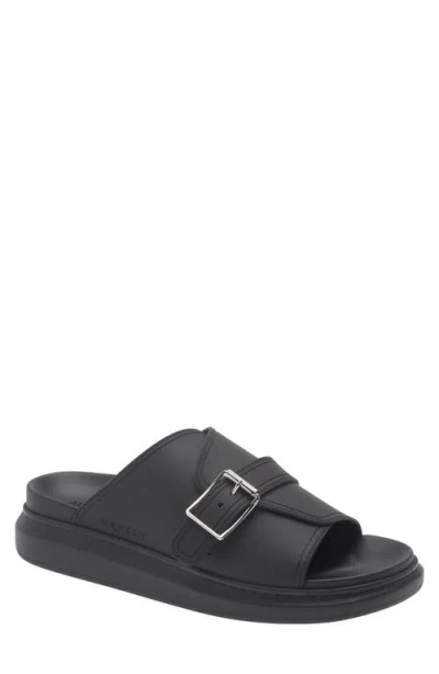 Alexander Mcqueen Mcqueen Buckle Rubber Slide Sandal In Black