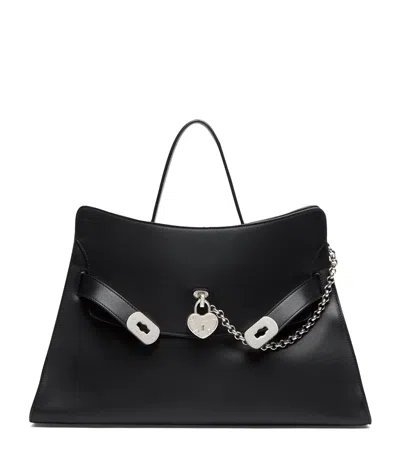 Alexander Mcqueen Mcqueen Calfskin Locke Top-handle Bag In Black