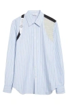 Alexander Mcqueen Mcqueen Canvas Detail Harness Strap Cotton Poplin Button-up Shirt In Blue