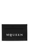 Alexander Mcqueen Leather Cardholder With Print In Black