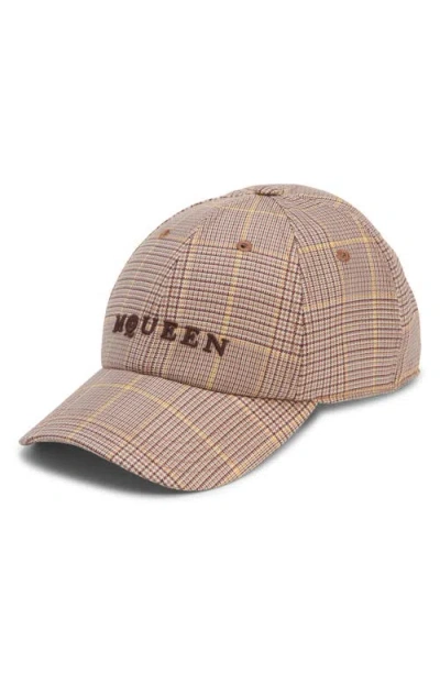Alexander Mcqueen Mcqueen Check Logo Embroidered Wool Adjustable Baseball Cap