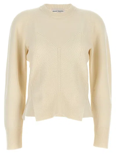Alexander Mcqueen Mcqueen Women 'chevron Corset' Sweater In White