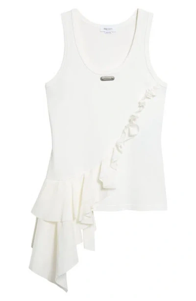 Alexander Mcqueen Mcqueen Chiffon Ruffle Jersey Tank In White