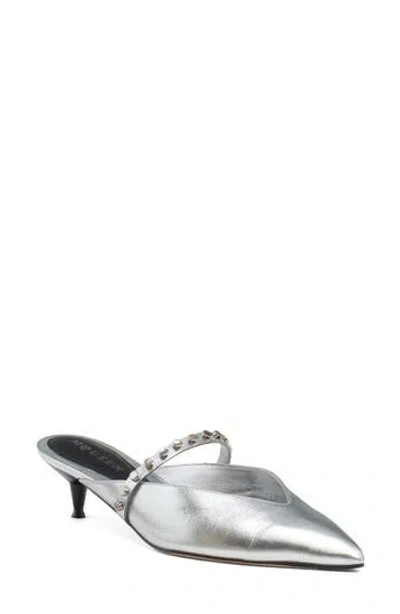 Alexander Mcqueen Mcqueen City Pointed Toe Mary Jane Mule In Silver