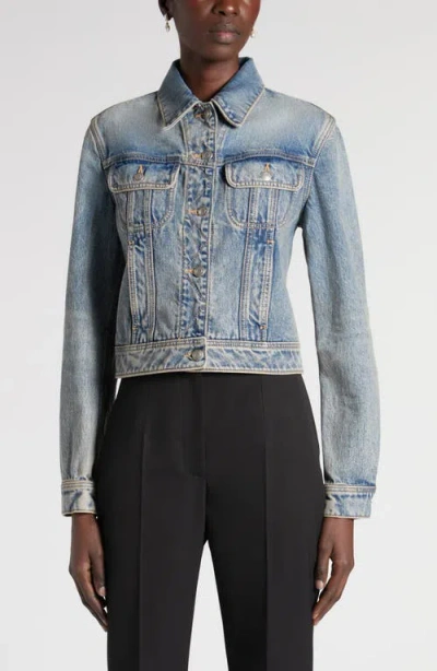 Alexander Mcqueen Mcqueen Corset Laced Denim Jacket In Multi