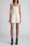 Alexander Mcqueen Mcqueen Corset Silk Minidress In Metallic