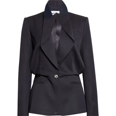 Alexander Mcqueen Mcqueen Cotton Folded Lapel Jacket In Blue