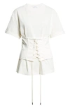 Alexander Mcqueen Mcqueen Cotton Jersey Corset T-shirt In White