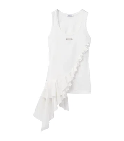 Alexander Mcqueen Mcqueen Cotton Ruffled Tank Top In White