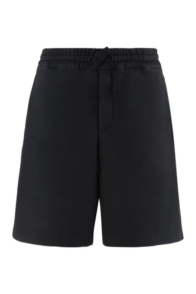 Alexander Mcqueen Mcqueen Cotton Shorts With Back Flat Pockets In Black