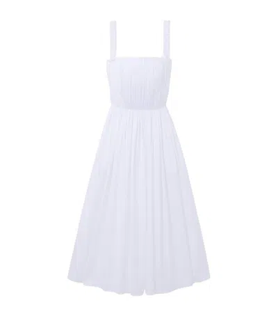 Alexander Mcqueen Mcqueen Cotton Stripe Midi Dress In White
