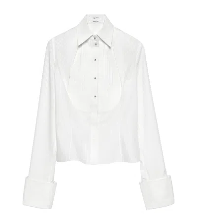 Alexander Mcqueen Mcqueen Cotton Stripe Tuxedo Shirt In White