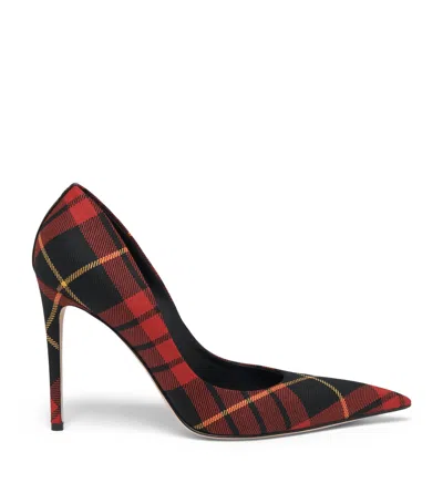 Alexander Mcqueen Mcqueen Cotton Tartan Skull Pumps 105 In Burgundy