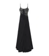 Alexander Mcqueen Mcqueen Embellished Draped Crepe Gown In Black
