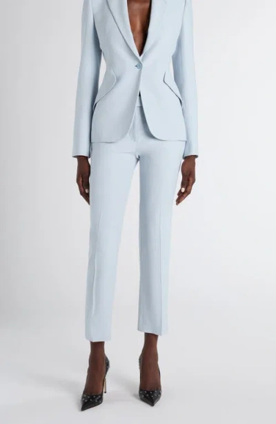 Alexander Mcqueen Mcqueen Crop Tailored Crepe Trousers In Blue