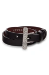 Alexander Mcqueen Mcqueen Crystal Pavé T-bar Leather Wrap Bracelet In Multi