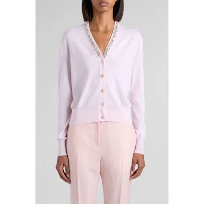 Alexander Mcqueen Mcqueen Crystal Stencil Wool Cardigan In White