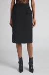 Alexander Mcqueen Mcqueen Dart Wool Stretch Gabardine Midi Skirt In Black