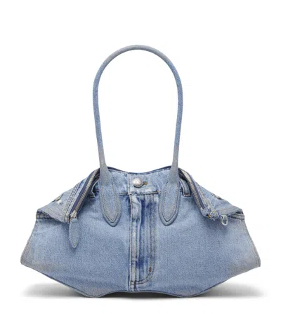 Alexander Mcqueen Mcqueen Denim Manta To-handle Bag In Blue