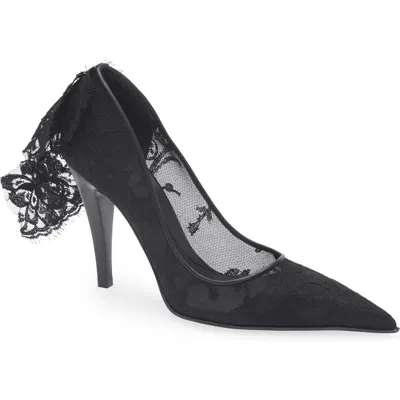 Alexander Mcqueen Mcqueen Drape Lace Pointed Toe Pump In Black