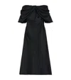 Alexander Mcqueen Off-the-shoulder Draped Satin Midi Dress In Black