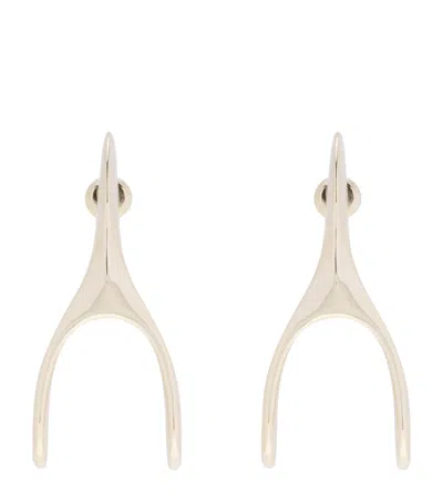 Alexander Mcqueen Mcqueen Embellished Wishbone Earrings In Black