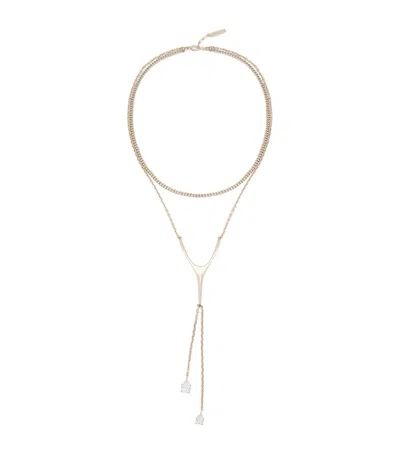 Alexander Mcqueen Mcqueen Embellished Wishbone Necklace In Black