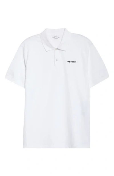 Alexander Mcqueen Mcqueen Embroidered Logo Cotton Piqué Polo In White