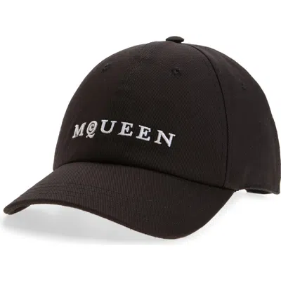 Alexander Mcqueen Mcqueen Embroidered Logo Denim Baseball Cap