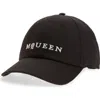 Alexander Mcqueen Mcqueen Embroidered Logo Denim Baseball Cap In Black/ivory