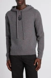Alexander Mcqueen Mcqueen Embroidered Skull Wool Blend Sweater Hoodie In Gray