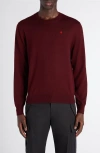 Alexander Mcqueen Mcqueen Embroidered Skull Wool Crewneck Sweater In Burgundy
